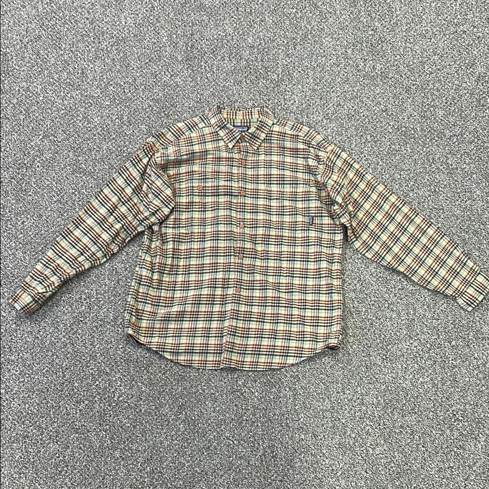 Patagonia Casual Red and Blue Button Down Shirt